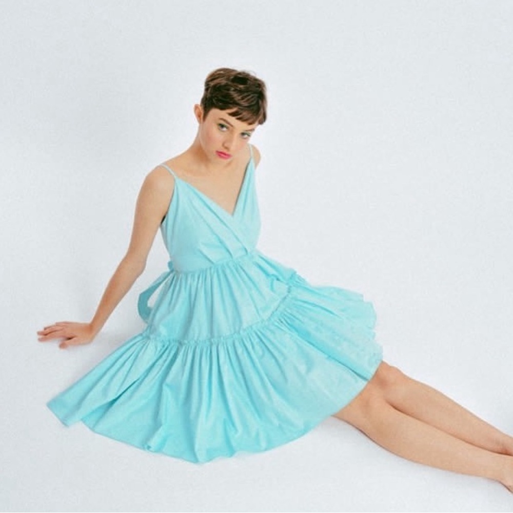 LILI SIDONIO Chic Aqua Sleeveless Mini Dress | Size:M